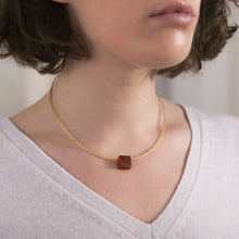 Load image into Gallery viewer, Pendant Necklace - Mini Square Gemstone on Gold 3-strand Necklace
