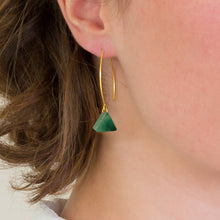 Load image into Gallery viewer, Drop Earrings: Green Aventurine on Gold Fishhook
