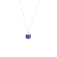 Load image into Gallery viewer, Pendant Lapis Lazuli Cube on 9 carat Gold Chain Necklace
