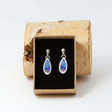 Load image into Gallery viewer, Blue Drop Cloisonné Handmade Enamelled Silver Earrings
