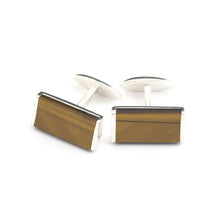 Load image into Gallery viewer, Silver Cufflinks set with Donegal Granite, Black Mother of Pearl, Tiger&#39;s Eye or Green Aventurine
