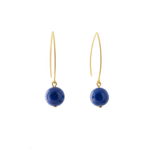 Load image into Gallery viewer, Drop Earrings Blue Lapis Lazuli or Apple Green Gaspeite Gemstones
