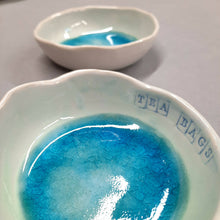 Load image into Gallery viewer, Ceramic bowl for used tea bags, Handcrafted in Ireland. Sea range
