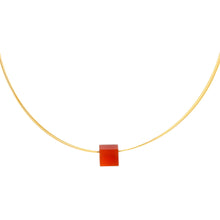 Load image into Gallery viewer, Pendant Necklace - Mini Square Gemstone on Gold 3-strand Necklace
