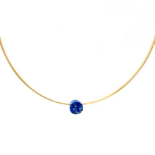 Load image into Gallery viewer, Pendant Necklace - Mini Round Lapis Lazuli Gemstone on Gold 3-strand Necklace
