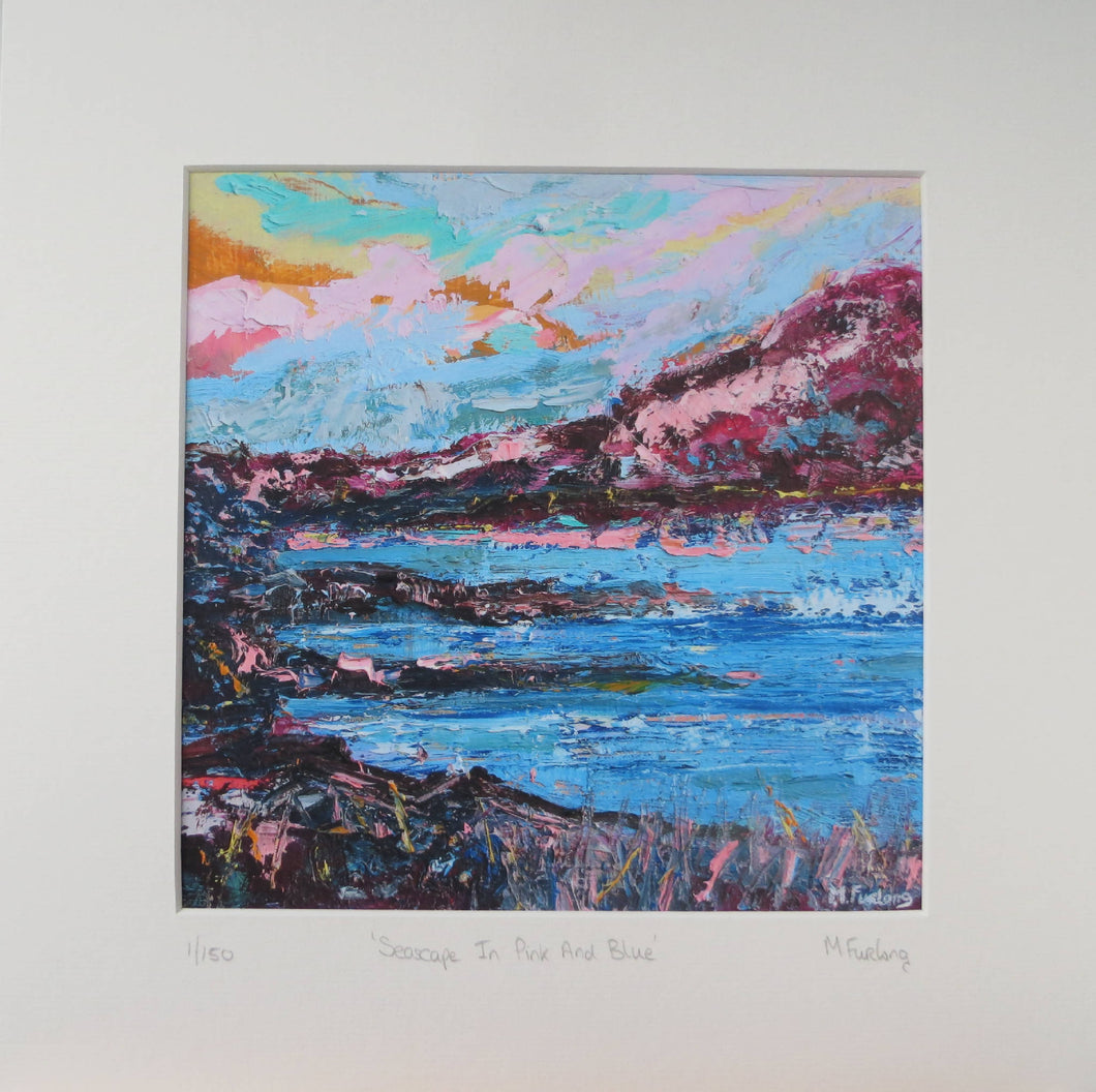 Seascape In Pink And Blue - Limited edition print