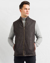 Load image into Gallery viewer, Men&#39;s Brown Tweed Body Warmer And Gilet With Leather Trims
