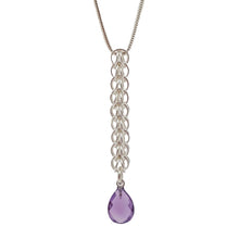 Load image into Gallery viewer, &quot;Delicate Persian Amethyst&quot;- sterling silver Chainmail and amethyst necklace
