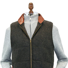 Load image into Gallery viewer, Men&#39;s Brown Tweed Body Warmer And Gilet With Leather Trims
