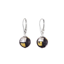 Load image into Gallery viewer, &quot;Black Shimmer&quot; Murano glass round earrings
