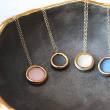 Load image into Gallery viewer, Porcelain Halo and Gold Necklace in Mint or Pink
