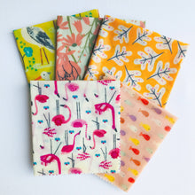 Load image into Gallery viewer, Set of 5 Beeswax wraps WARM shade patterns
