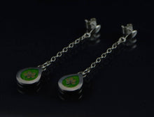 Load image into Gallery viewer, Green Drop Enamelled Earrings
