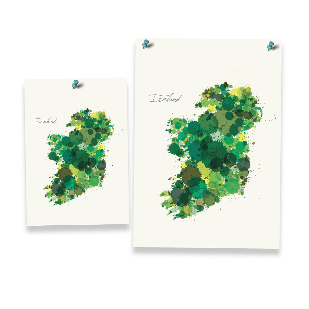 Abstract Ireland Map Print Green