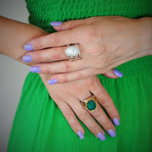 Load image into Gallery viewer, Dewberry Ring in Silver Gold &amp; Rough Emerald
