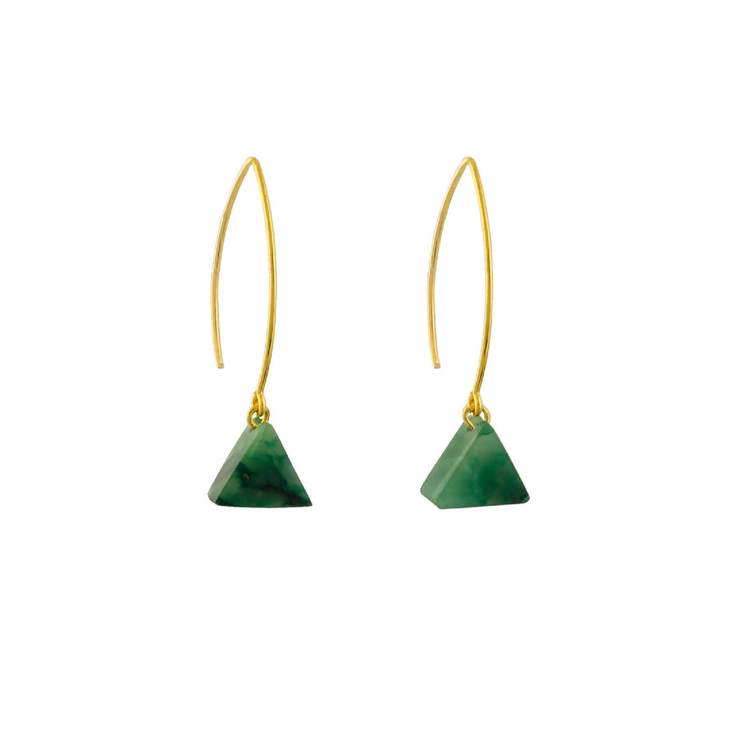 Drop Earrings: Green Aventurine on Gold Fishhook