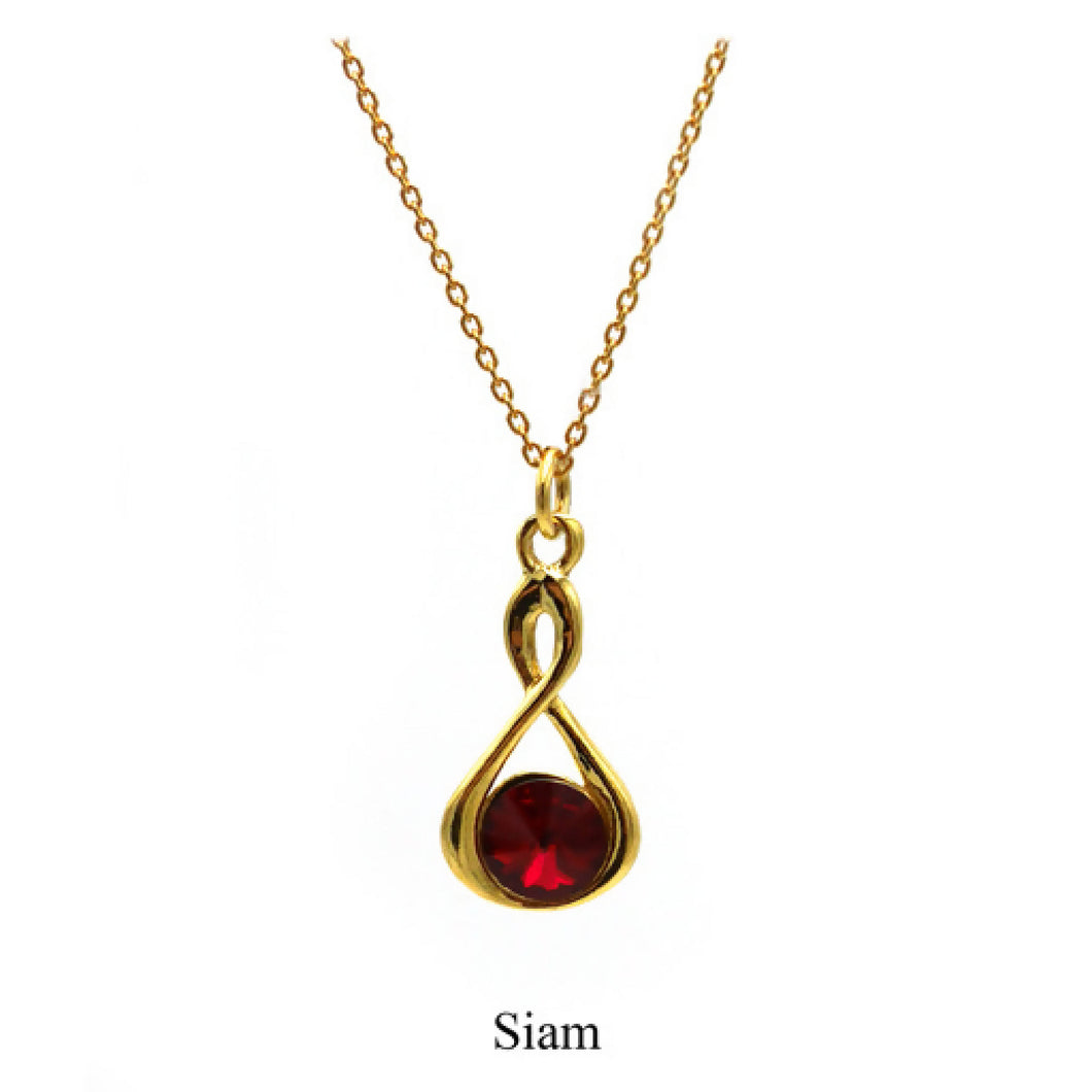 Sterling silver Infinity necklace- 24k gold plated with Swarovski crystal