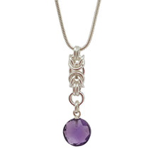 Load image into Gallery viewer, &quot;Single Byzantine Amethyst&quot;- sterling silver Chainmail and amethyst necklace

