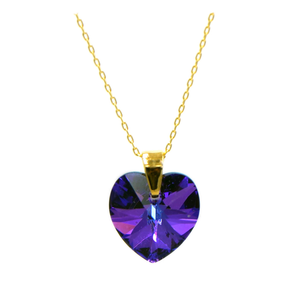 Gold - Small Heart Pendant necklace created with a Swarovski® crystal