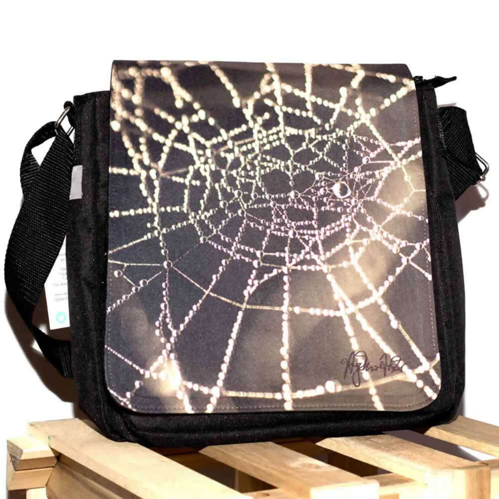 Spiderweb messenger shoulder bag