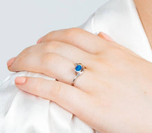 Load image into Gallery viewer, Heartbeat Ring in Silver Gold &amp; Blue Topaz
