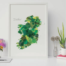 Load image into Gallery viewer, Abstract Ireland Map Print Green
