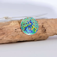Load image into Gallery viewer, Peacock Handmade Cloisonné Silver Enamelled Pendant
