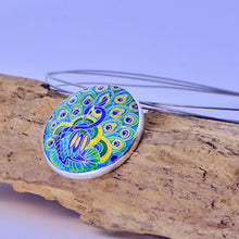 Load image into Gallery viewer, Peacock Handmade Cloisonné Silver Enamelled Pendant
