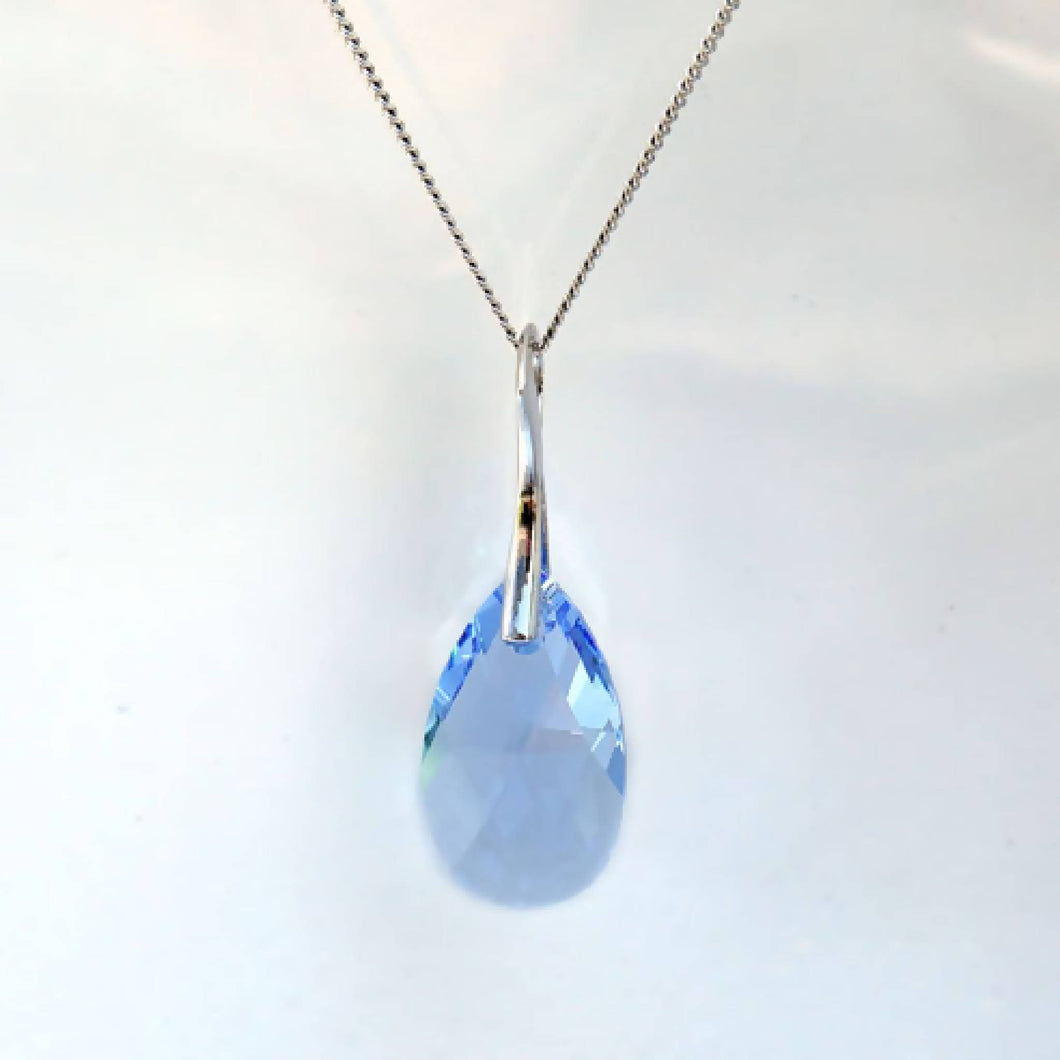 Silver necklace - Large Teardrop crystal