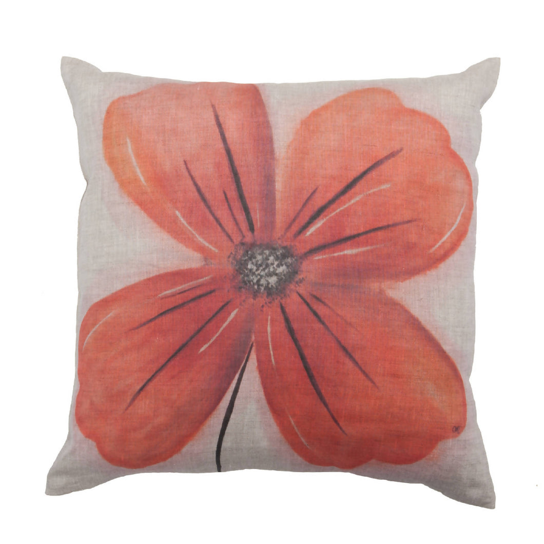Poppy Natural Linen Cushion