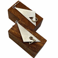 Load image into Gallery viewer, “Kite 2” Sterling Silver Earrings with Gold Links.
