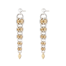 Load image into Gallery viewer, &quot;Gold Orbit&quot; silver &amp; gold chainmail earrings
