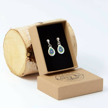 Load image into Gallery viewer, Blue and Green Drop Handmade Cloisonné Enamelled Earrings
