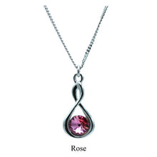 Load image into Gallery viewer, Sterling silver Infinity necklace- Rhodium plated with Swarovski crystal
