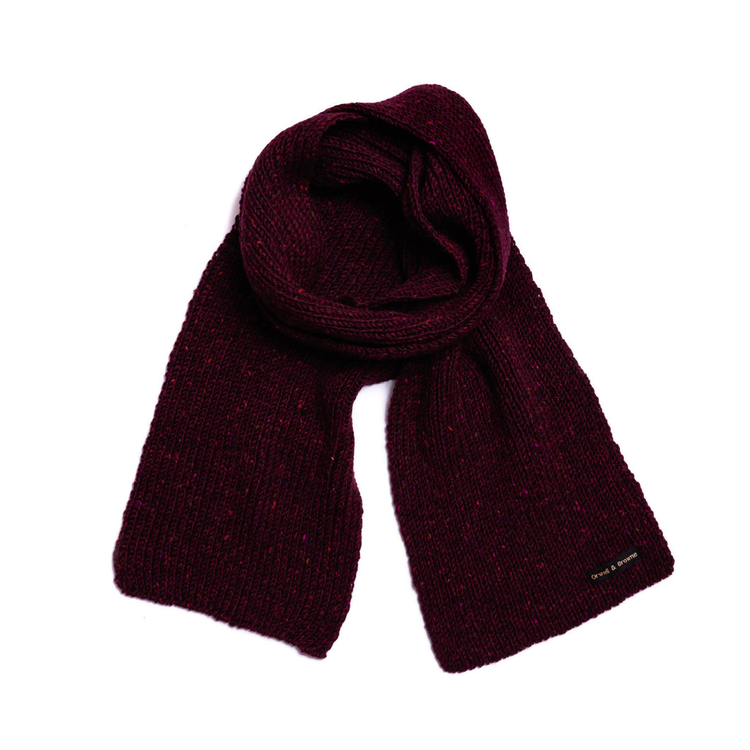 Crimson - Merino Wool Knit Scarf