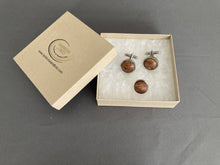 Load image into Gallery viewer, Burr Elm Cufflinks on Rhodium plated Sterling Silver

