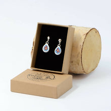 Load image into Gallery viewer, Blue and Red Drop Handmade Cloisonné Enamelled Earrings
