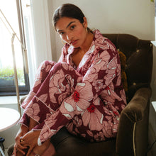 Load image into Gallery viewer, Flora Burgundy Long Pyjama Set - 100% Organic Cotton

