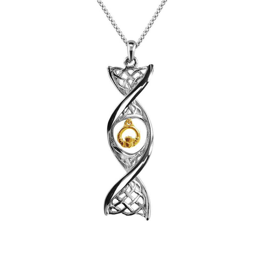 Celtic DNA Claddagh Necklace Sterling Silver
