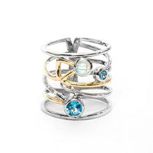 Load image into Gallery viewer, Lattice Ring in Silver Gold &amp; Gemstones
