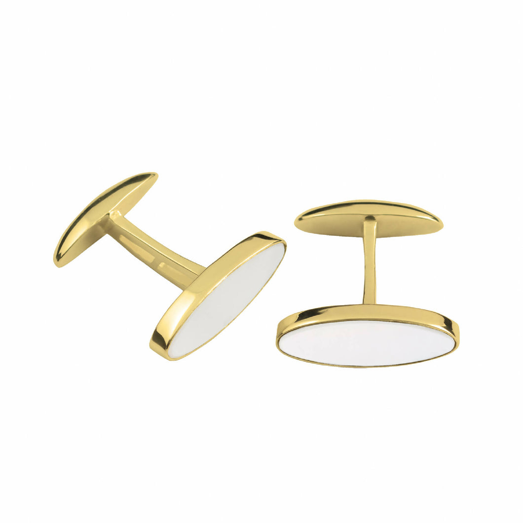 Cufflinks Oval Mother of Pearl set in Gold Plate