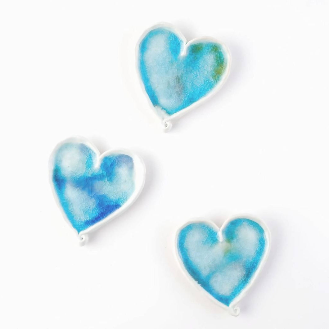 Set of 3 Ceramic Hearts Wall Ornament