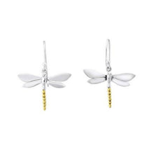 Load image into Gallery viewer, Dragonfly Dangle Earrings with Gold Tail

