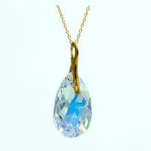 Load image into Gallery viewer, Necklace - Large Teardrop crystal- 24K Gold plated silver
