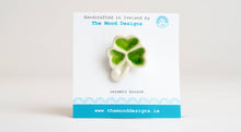 Load image into Gallery viewer, Ceramic Shamrock Brooch. Handcrafted in Ireland.
