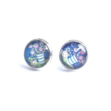 Load image into Gallery viewer, Blue and pink earrings | post earrings | studs
