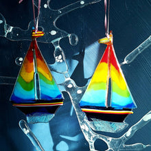 Load image into Gallery viewer, Fused Glass Sailboat sun catcher
