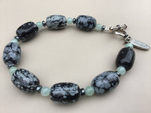 Load image into Gallery viewer, Snowflake Obsidian Necklace, Bracelet and Earrings
