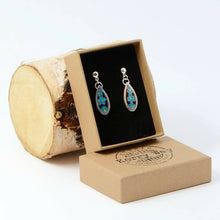 Load image into Gallery viewer, Blue and Black Handmade Cloisonné Enamelled Silver Earrings
