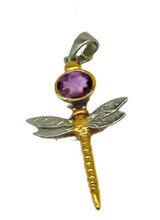 Load image into Gallery viewer, Damsel Pendant in Silver Gold &amp; Amethyst &amp; Blue Topaz
